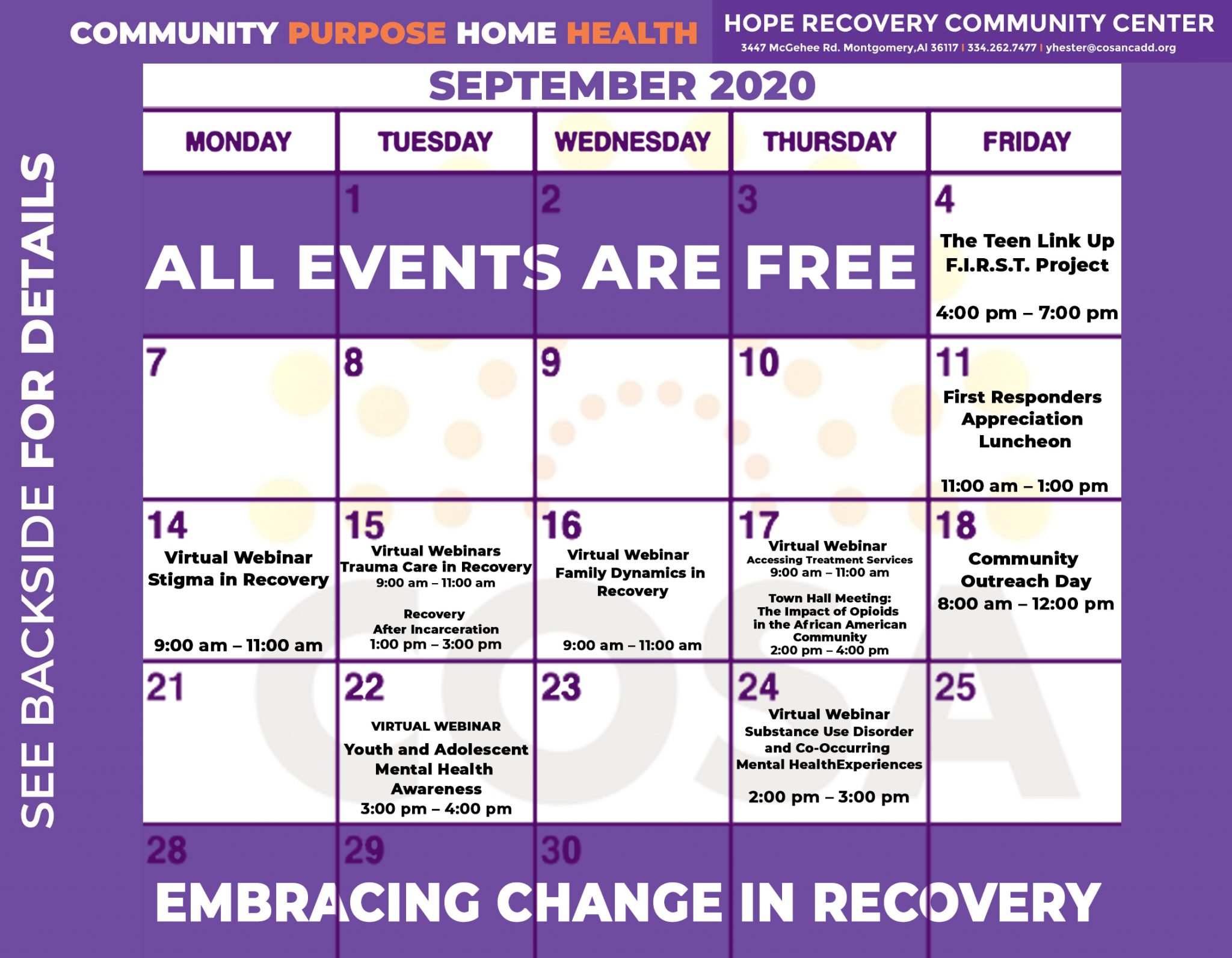 The Recovery Month Event Calendar Embracing Change in Recovery